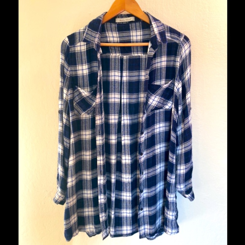 Soft Button-Down Plaid Top